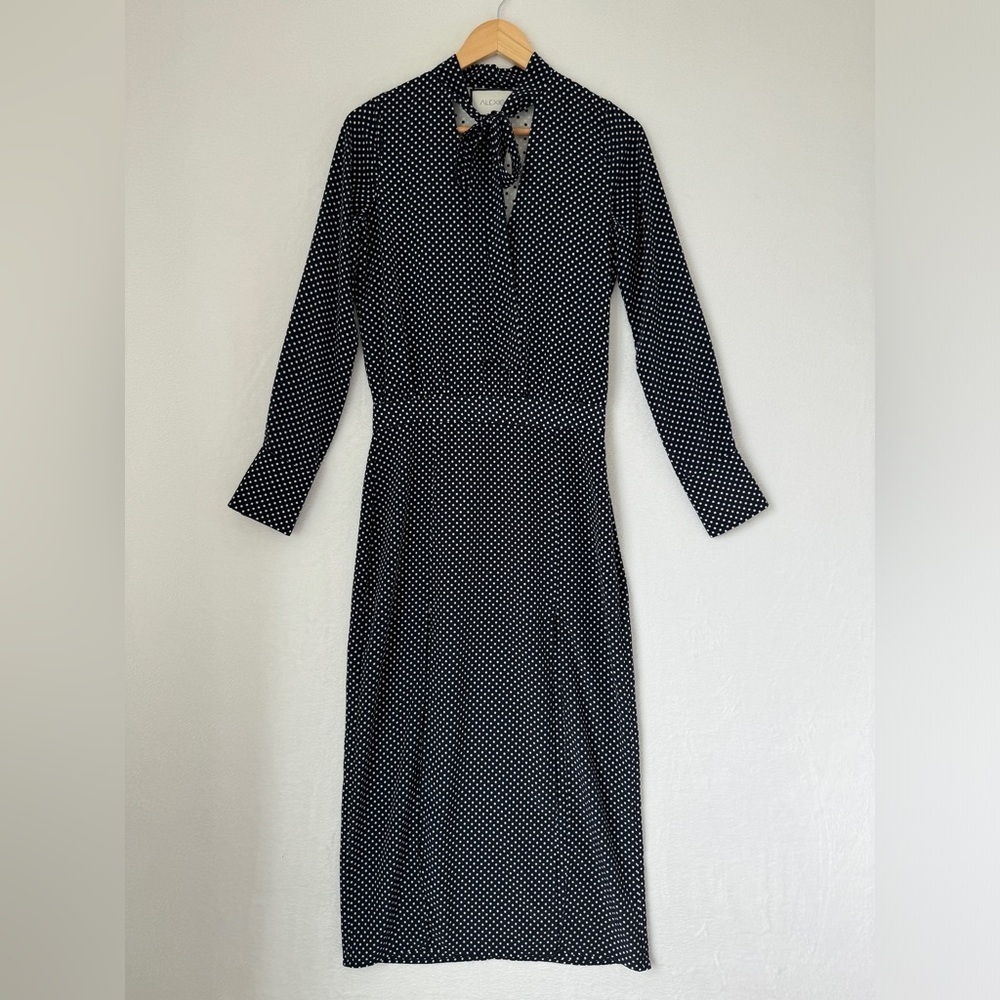 Alexis blue Noelle Polka-Dot Midi Dress XS